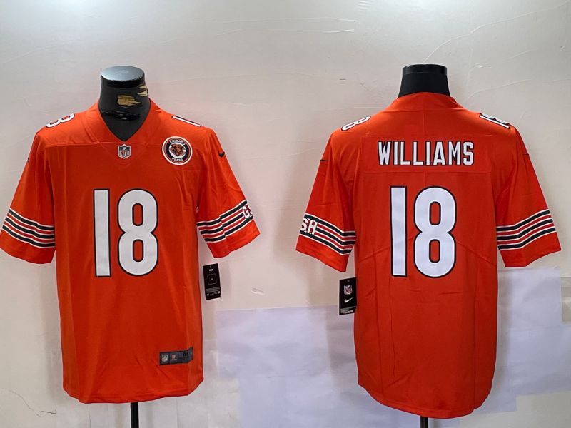Men Chicago Bears #18 Williams Orange Second generation 2024 Nike Limited NFL Jersey style 2->kansas city chiefs->NFL Jersey